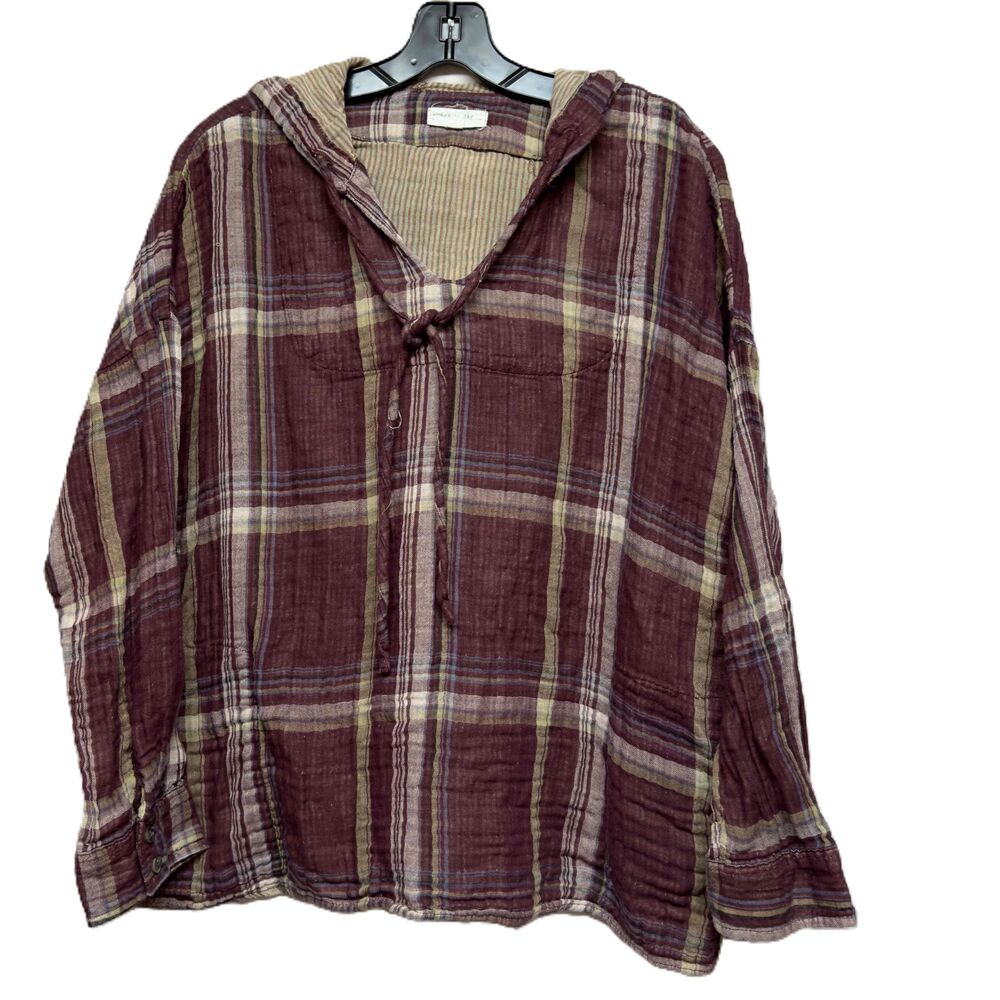 Day to Day Hooded Flannel Shirt Pullover Long Sleeve Large